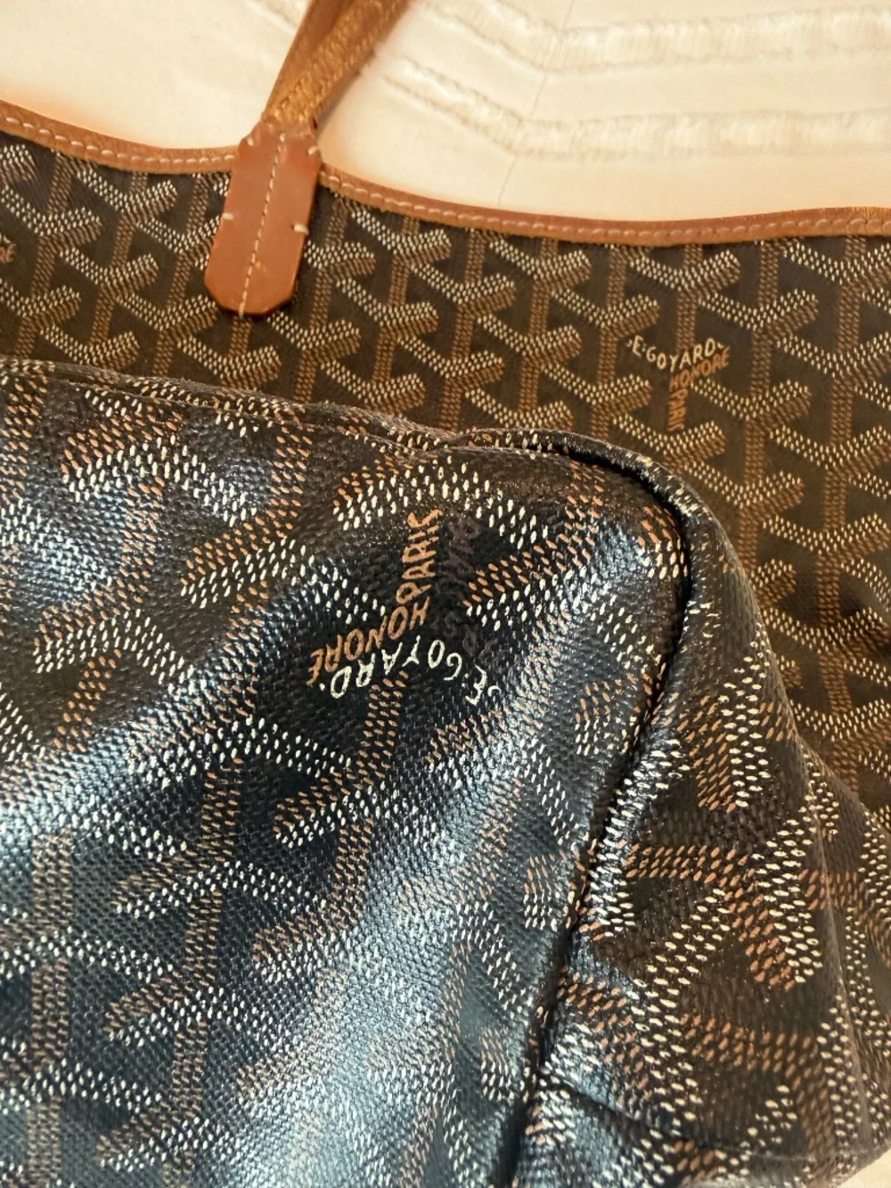 Authentic GOYARD ST. LOUIS TOTE PM, Black and Tan - Picture 7 of 15